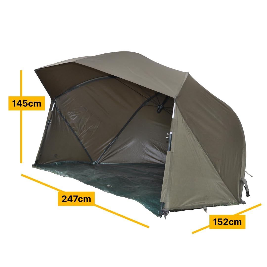 MK-Angelsport Fast Session Brolly Shelter – Tienda vivac para pesca, con martillo de goma