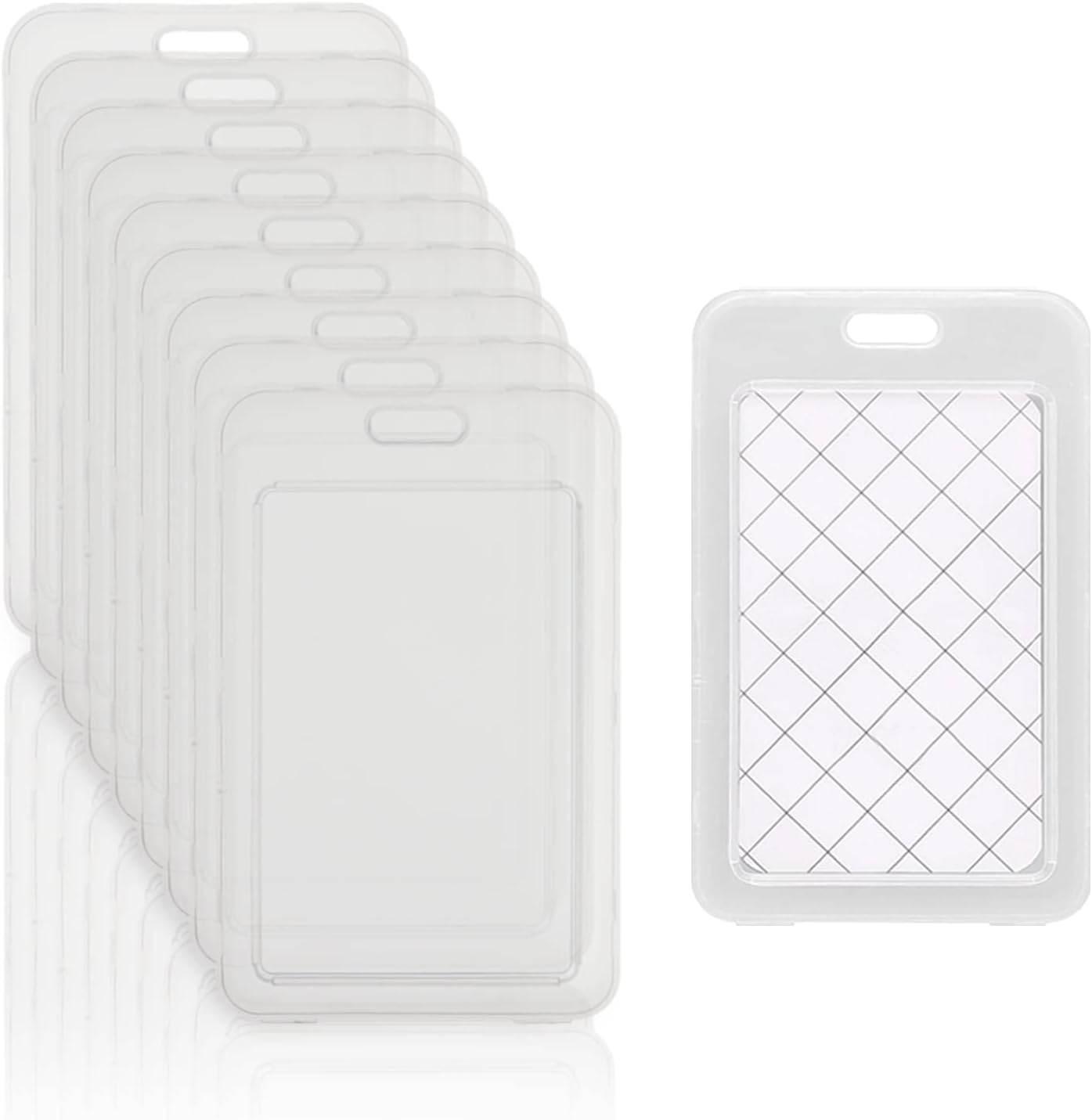 Huakaile 10Pcs Clear Vertical Name Tag Badge Id Card Holders Heavy Duty