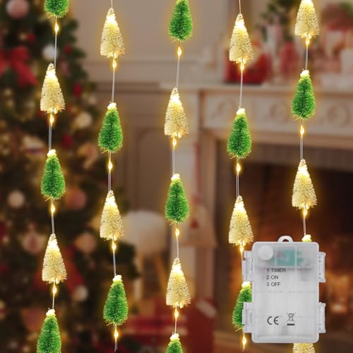 Cadena de luces para árbol de Navidad, 2 m, 20 LED, decoración navideña, cadena de luces LED de Navidad, para interior y exterior, para árbol de Navidad, chimenea, balcón, fiesta, jardín