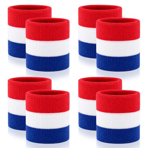 Image of 8 Pack Wrist Sweat Bands for Men Women, Absorbent Sports Wristband