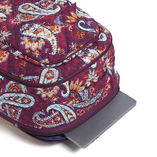 Image of Vera Bradley Women's Cotton Large Travel Backpack Travel Bag, Paisley Jamboree - Recycled Cotton, One Size
