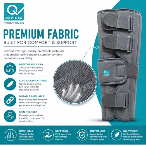 Image of Q DEVICES Long Knee Brace 22 inch Rigid Support, Immobilizes & Stabilizes Knee, & Relieves Pain With Optimal Comfort, Adjustable Strap, Anti Slip Design,Unisex (XXL)