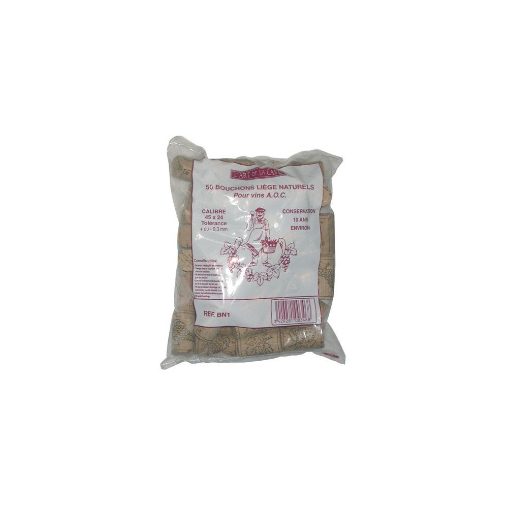 Bouchon Colmaté Liège 45 x 24 mm BC1/50 bouchage bouteille vin garde