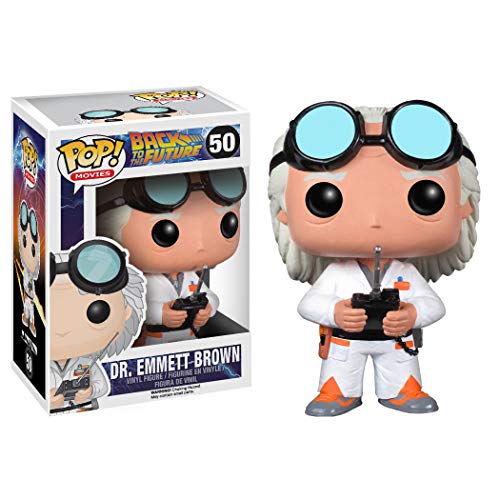Funko Dr. Emmet Brown: Back to The Future x Pop! Movies Figura de Vinilo y 1 Pop! Paquete de Protector gráfico de plástico Pet Compatible (BCC9401G5)