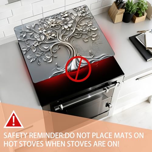 Image of Anti-Slip Electric Stove Top Cover, Foldable Heat-Resistant Glass Stove Top Cover Protector, Multi-Scenario Use Dish Drying Mat 30 inchx21 inch