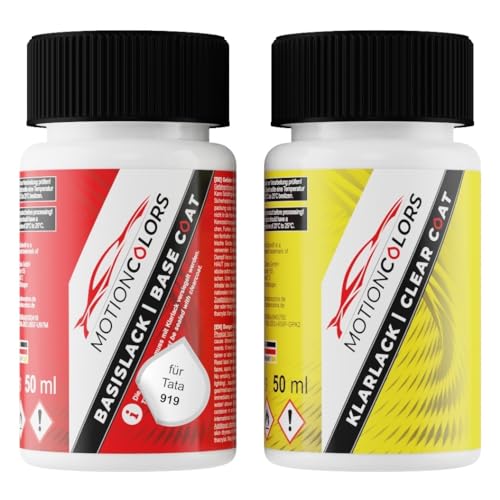 MOTIONCOLORS Pristine White 919 für Tata Autolack Lackstift +1K 2x50ml