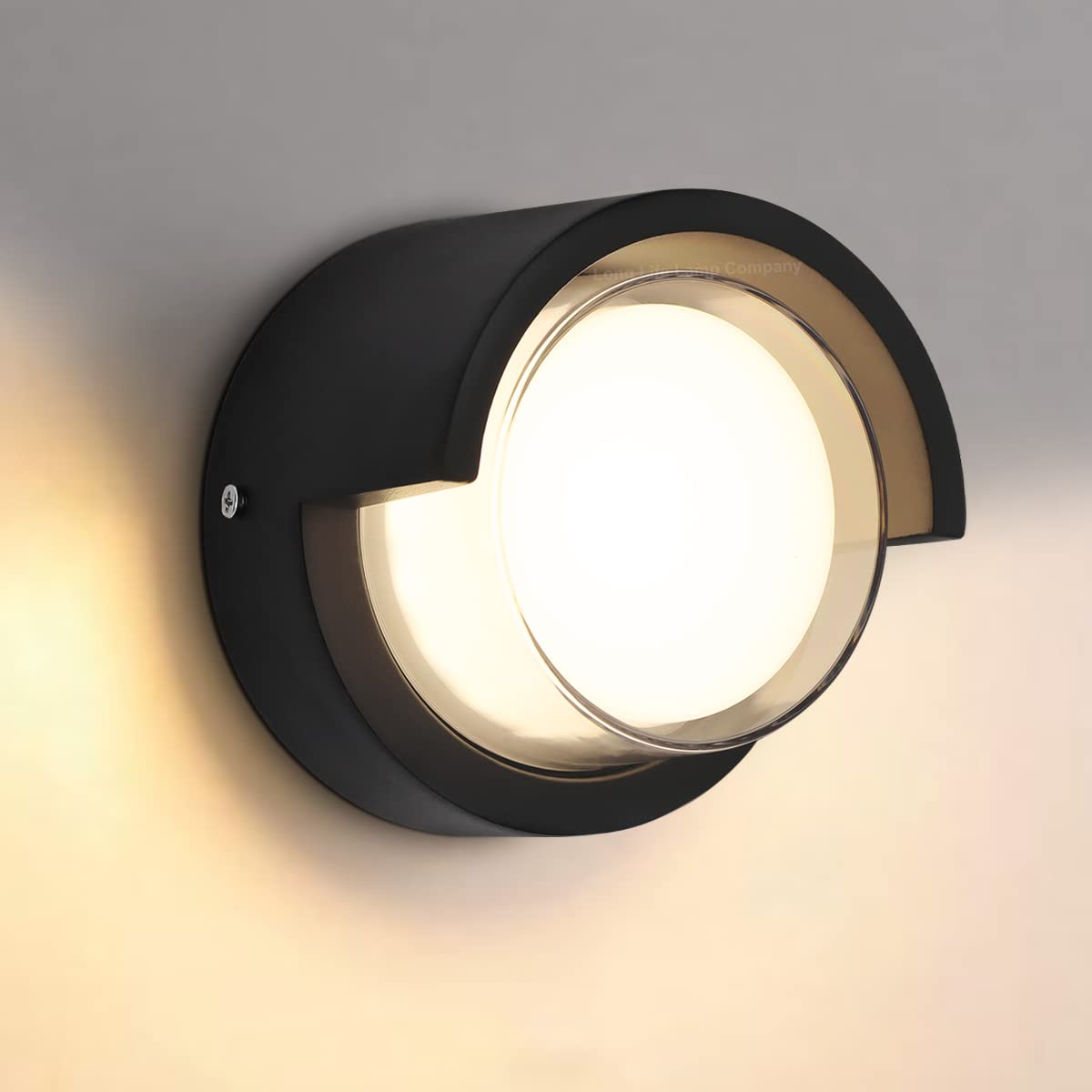 Long Life Lamp Company Round LED Wall Light Outdoor IP54 Opal Diffuser Warm White 12w Modern Black Wall Sconce ZLC361B