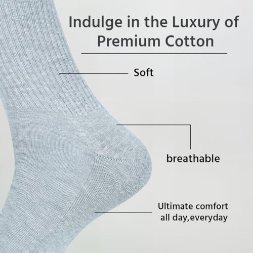 Crew Men's Socks | Pack of 6 | Formal Crew Cotton Solid Color Full Length Lightweight Casual Business Regular Sock3