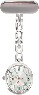 Watch,Pocket Watch,Hanging Watch,Watch Keychain, Nurse Watches Clip On Nursing Watches Modern Lapel Pin on Brooch Fob Watches Round Hanging Watches for Decoration Silver Green