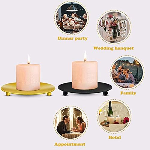 Gearific Pillar Candle Holders Candlestick Holders Metal Candle Plates Ideal for Incense Cones, Spa, Wedding, Pray, Home, Party, Decoration