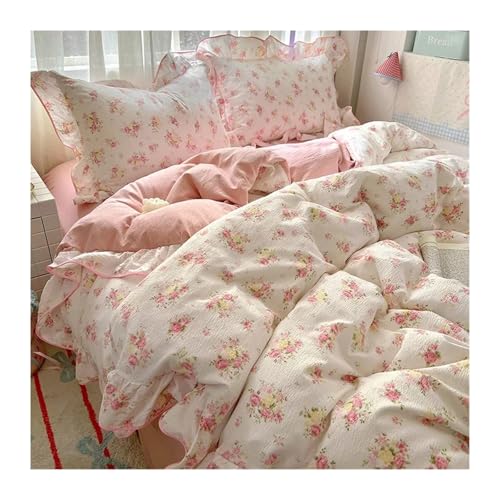 Linge de lit à volants Queen Size en textile haut de gamme doux pour la peau