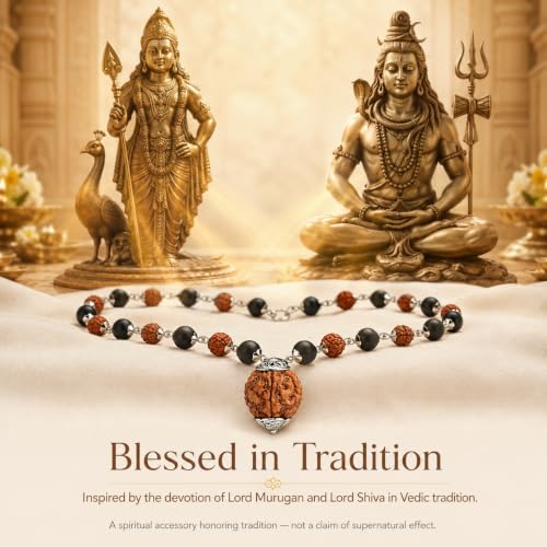 Image of Gratify Original Rudraksha & Karungali Mala 8mm 54 Beads | Spiritual Healing Mala for Protection & Focus (Karungali Rudraksha Mala) (Karungali Rudraksha mala with 7 Mukhi Rudraksh)
