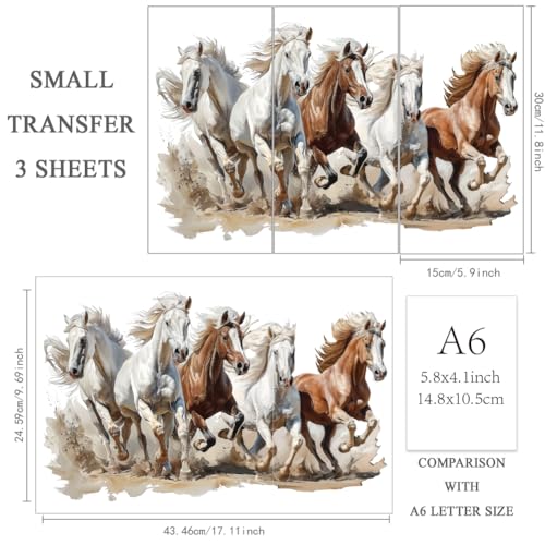 Calcomanías de caballo galopante OLYCRAFT de 15x30 cm para transferir en muebles y madera de artesanía 3