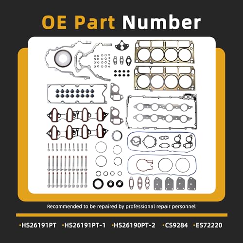 Image of Head Gasket Set with Bolts, 5.3 /4.8L for Chevy Avalanche /Silverado /Suburban /Tahoe /Trailblazer, for Buick Rainier, for GMC Envoy /Sierra /Yukon, for Saab 9-7X, 05-13, HS26191PT, ES72220(46pcs)