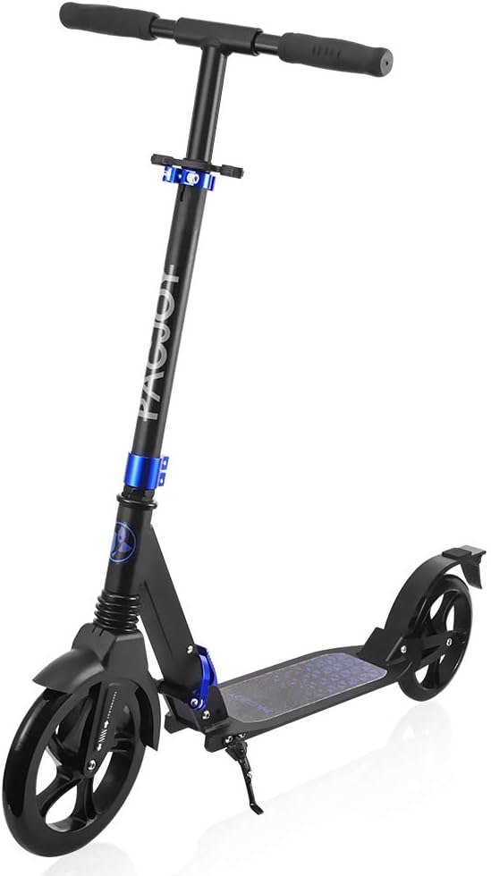 Adult Big Wheel Kick Scooter-230mm Big PU Wheel, 220lb Weight Limit, Wide Reinforced Deck, Height Adjustable with Deluxe Aluminum, Easy Folding, Smooth & Fast Ride for 12 Year-Old up