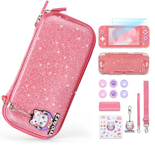 innoAura Funda Switch Lite Bolsa de Transporte Brillante para Switch Lite, Set de Accesorios 14 en 1 con Switch Lite Estuche...