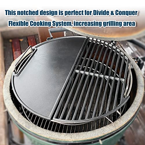 VANKEY 18" Half Moon Cast Iron Reversible Griddle and Cooking Grate for