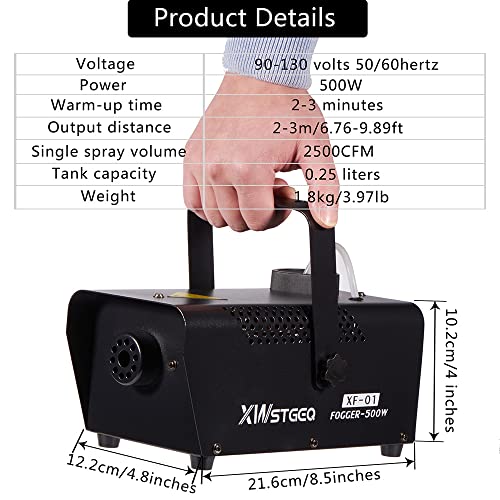 Xwstgeq Fog Machine Smoke Machine For Halloween Parties Wedding Photography,500 Watt Portable Safe Fogger Machines With 2 Temperature Controllers #TOP4