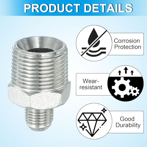 Image of PATIKIL Pipe Adapter Connector 9 /16 inch Male 74 Flare JIC x 3 /4 inch Male R Pipe Fitting Oil Feed Restrictor Fitting Hydraulic Connector for Oil Steam Water Pipelines System