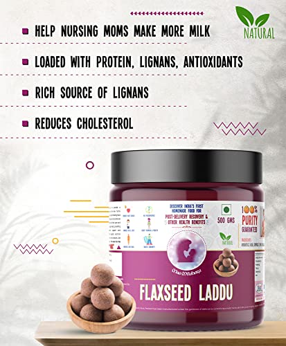 Image of Maa Mitahara Post Pregnancy Laddu | Flax Seed & Dry Fruit Energy Laddu for New Mothers | Boosts Immunity & Lactation Naturally (500g, Flax Seed)