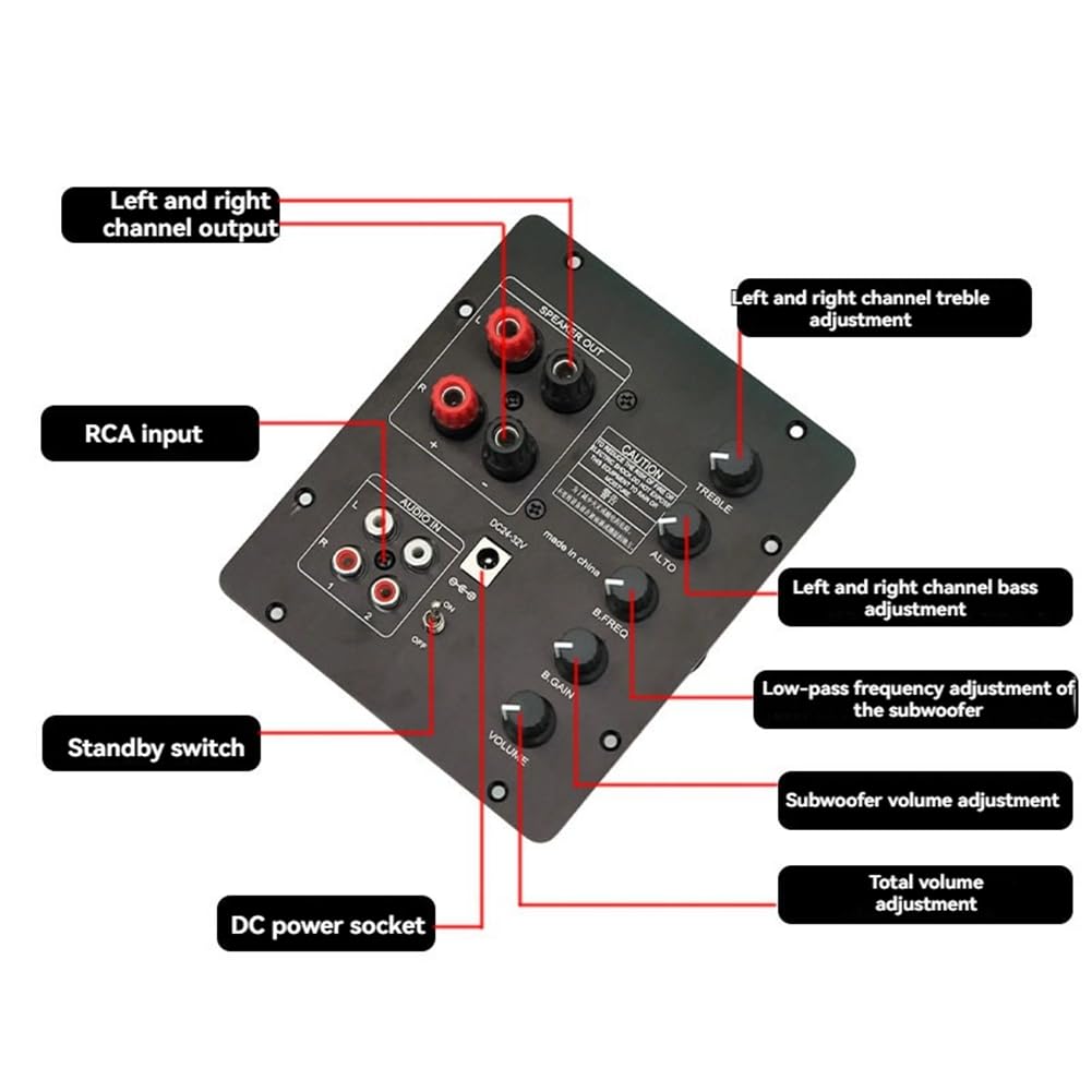 2.1-kanałowy TPA3221 Active wzmacniacz HiFi, wysoka wydajność 100 WX2+200 W z Bluetooth 5.4 zapewnia doskonały dźwięk