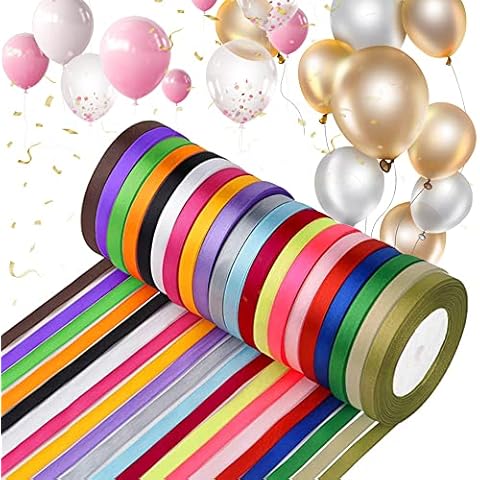 BUENTYA 20 Colours Ribbon,25 Yard * 6mm /Roll Satin Ribbon Rolls Double Sided Polyester Satin Ribbon Fabric Gift Ribbon Colored Ribbons Wedding Celebrate Ribbon for Bows Gifts Birthday Party Wedding Cover