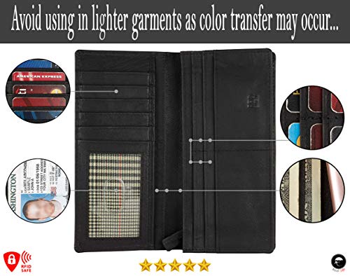 Image of RFID Blocking Mens Genuine leather Bifold Long Wallet