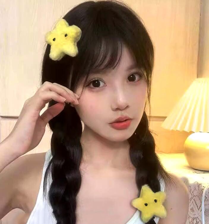 Pinzas para cabello estrella de peluche amarillo 4 pzas miniatura 3