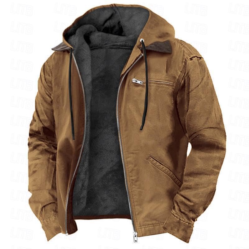 Veste d'hiver rembourrée pour homme en marron taille 5XL avec capuche amovible