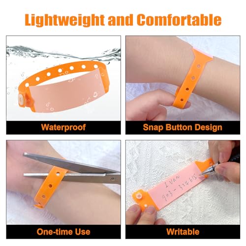 Feteband FETEBAND01 100Pcs Vinyl Wristbands Hospital Identification Bands,Waterproof Adjustable Medical Wristband,Disposable Snap Wristband thumb #3