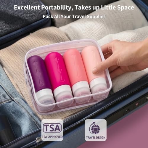 Image of Gemice Travel Bottles for Toiletries, Tsa Approved, Travel Size Containers, BPA Free Leak Proof Tubs Refillable Liquid Accessories for Cometic Shampoo and Lotion Soap