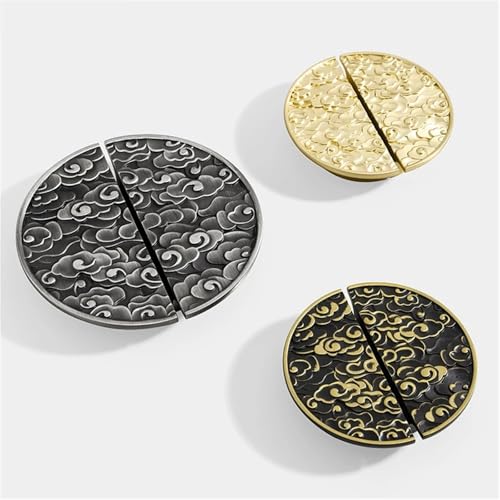 DFLPBHAV One Pair Auspicious Clouds Kitchen Cabinet Handles Antique Classical Zinc Alloy Wardrobe Drawer Semicircle Handles(Gold 64mm)