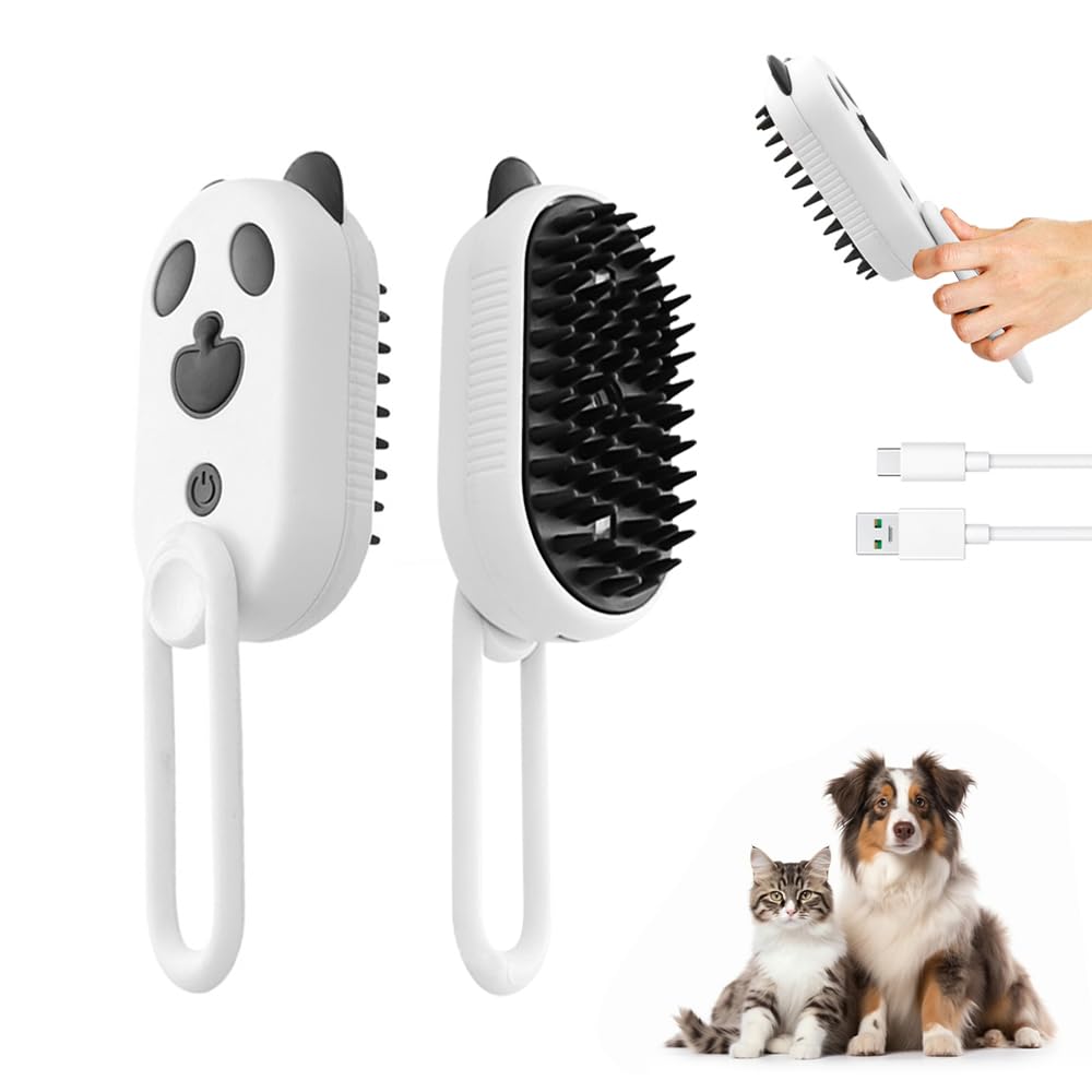 Pet Steam Groomer Brush, 2025 New 3 in 1 Steam Cat Brush Cat Steam Brushs for Massaging and Cleaning Shedding Pet Hair with Spray, Multifunctional