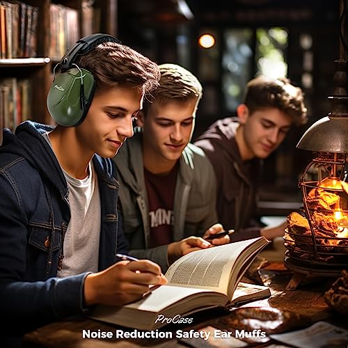 Image of ProCase NRR 28dB Noise Reduction Ear Muffs, Foldable Adjustable Passive Noise Cancelling Headphones for Adults Kids Autism, Hearing Protection for Shooting, Construction, Mowing, Studying -Armygreen