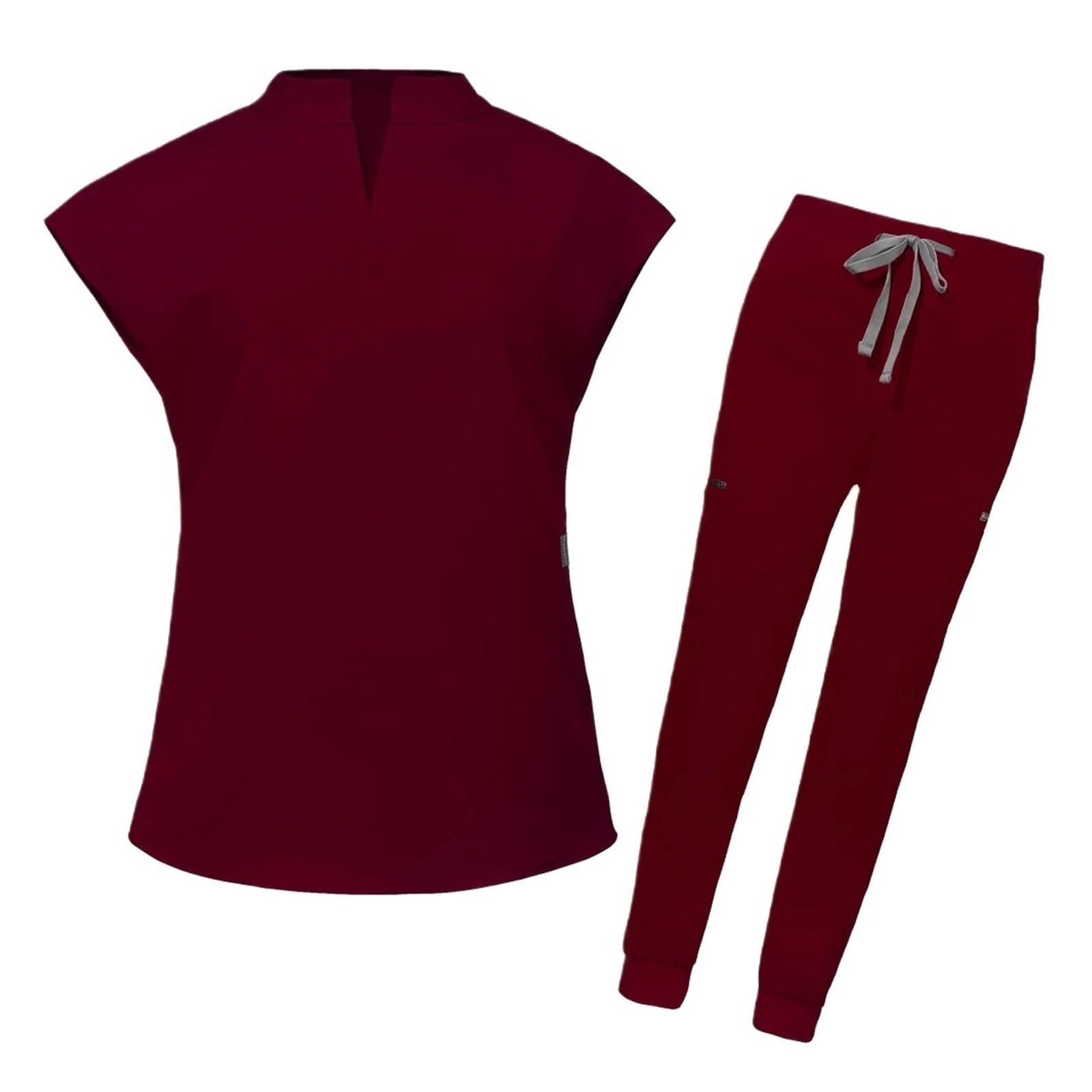 Uniformes Conjuntos de Bata quirúrgica for Mujer Batas quirúrgicas Accesorios for Enfermeras Hospital Clínica Dental Salón de Belleza Ropa de Trabajo Traje(Wine Red,M)
