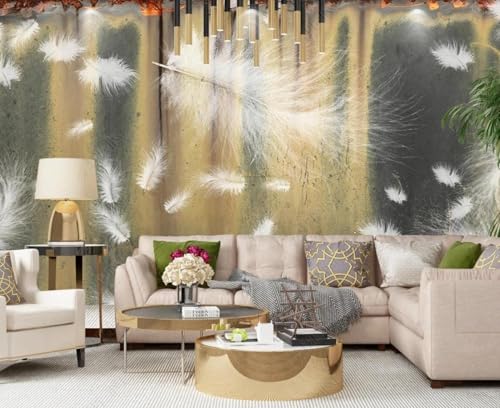 Tzxztt Weißer Federrost Moderne 3D Tapete Geprägte Seide Neutrale Töne Material Ideal Für Wohnzimmer Schlafzimmer-250cm×170cm