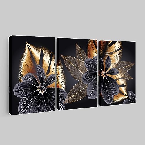 Images murales imprimées de feuilles modernes 20x35cm x3 déco salon abstrait de luxe