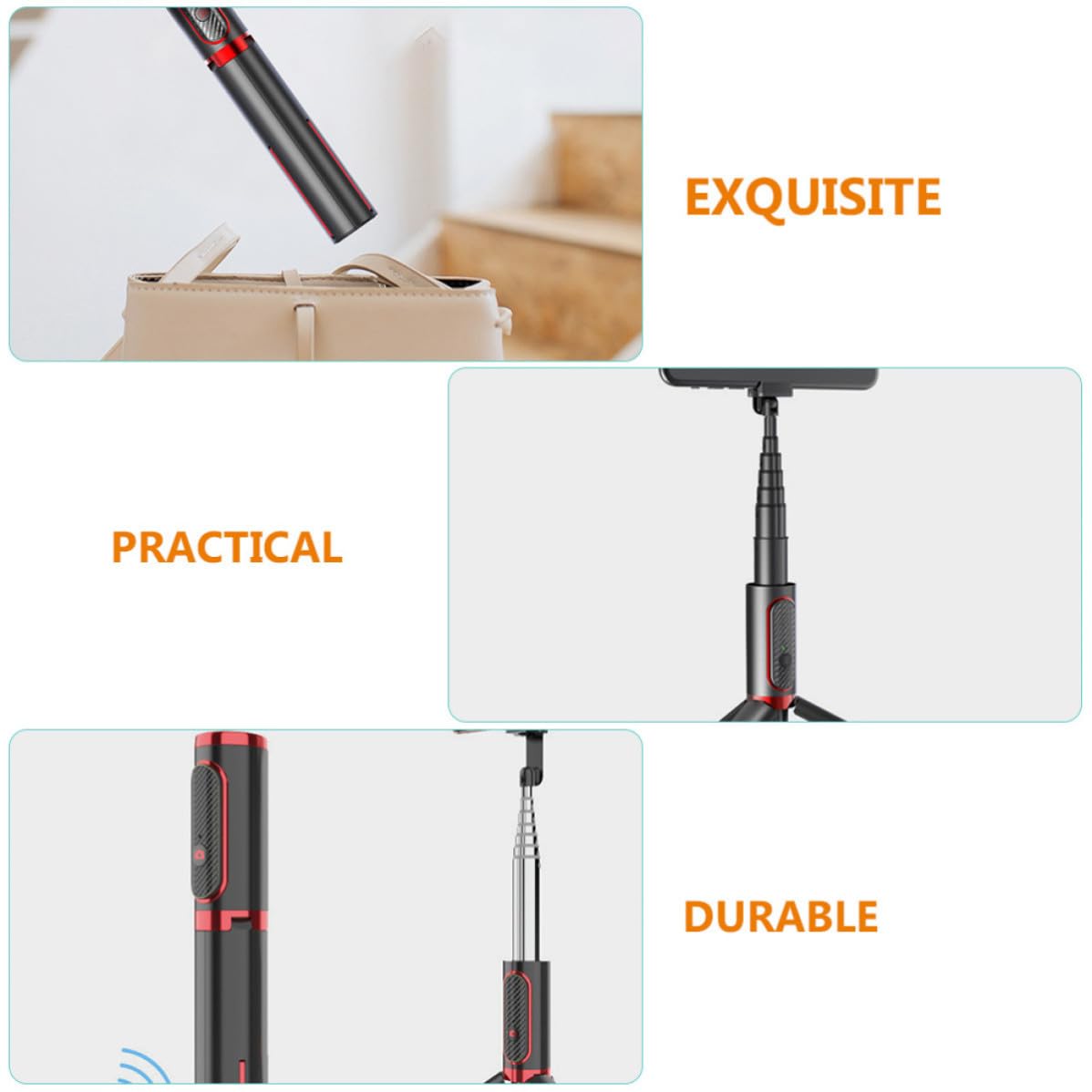 OSALADI Bastone Selfie Treppiede Portatile in Lega di Alluminio con Telecomando Wireless 50mah Multi-funzione Facile da Trasportare per Scatti e Feste