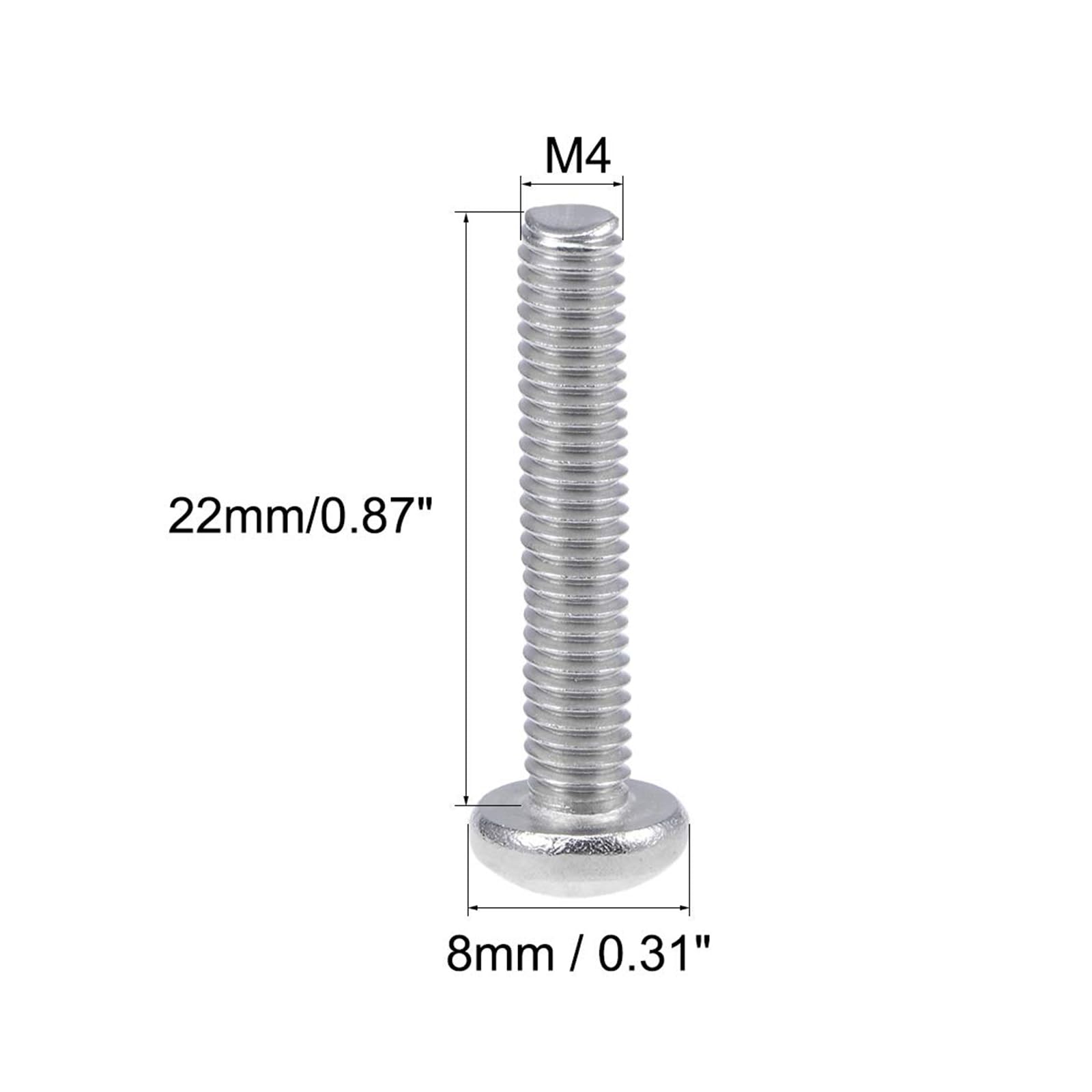 MACHSWON M4x22mm Machine Screws Pan Phillips Cross Head Screw 304 Stainless Steel Round Head Cross Screw Fasteners Bolts 30Pcs - Image 3