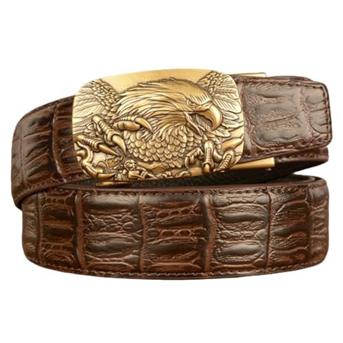 Ceinture à cliquet pour homme ceinture cuir alligator boucle automatique aigle
