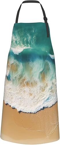 Miniatura 2 de VALCLA Delantal impermeable, delantal de cocina ajustable con estampado de oso, adecuado para hombres y mujeres -28 x 33 pulgadas