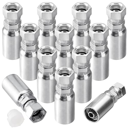 Image of 12 Pack Hydraulic Hose End Fittings: 3 /8 inch I.D. Hose x 3 /8 inch JIC 37 Female With Protection Cover Hydraulic End Swivel Crimp Fitting