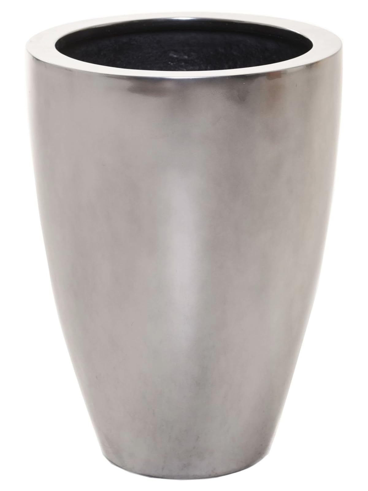 VIVANNO Pflanzkübel Pflanzgefäß Blumenkübel Fiberglas Silber Metallic OPALA (55x40)
