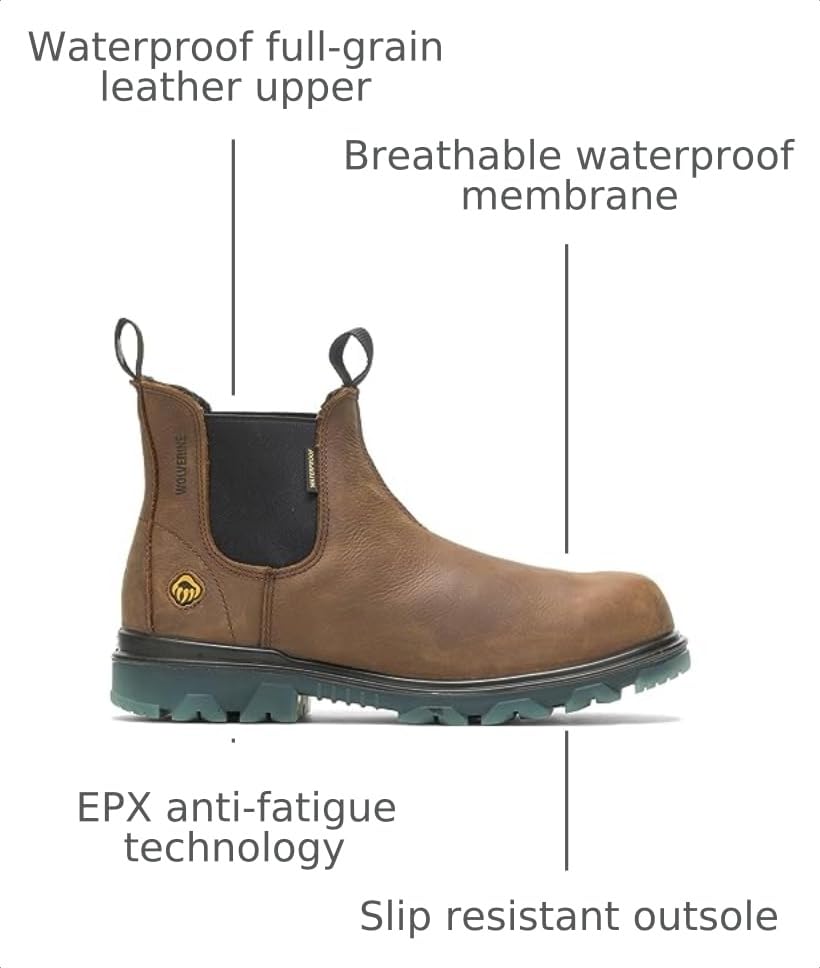 Image of Wolverine Men's I-90 Waterproof Soft-Toe Romeo Slip-On Construction Boot