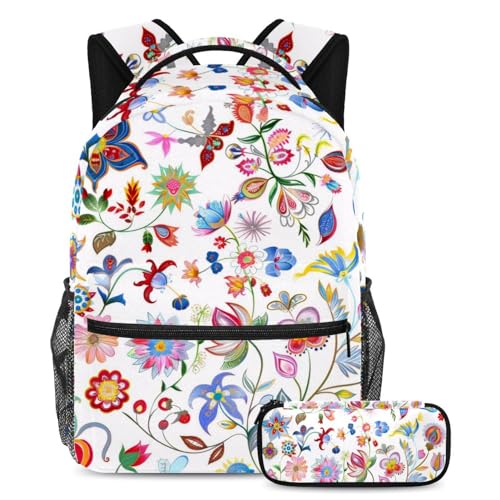 Sac à dos rigide multicolore et trousse d'école pour étudiante active