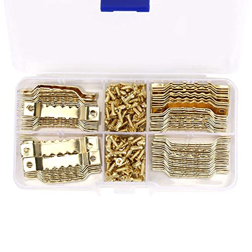 Image of 100Pcs Photo Frame Hangers Hooks, Hanging Hooks, Double Sided Sawtooth, Hardware Tools for Fixing, Hanging Photos, Posters,WJ-30021