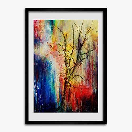 Cadre en bois décoratif Tulup et sa peinture moderne d'arbre abstrait 50x70 cm