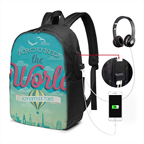 SNFDFS Mochila Bolsas con Puerto USB 15 6 Pulgadas  Moda De Viaje Camping Casual Hora