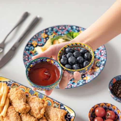 Image of vancasso SIMI 2.7 Oz Ceramic Dipping Bowls Set of 6, Bohemian Sauce Bowls