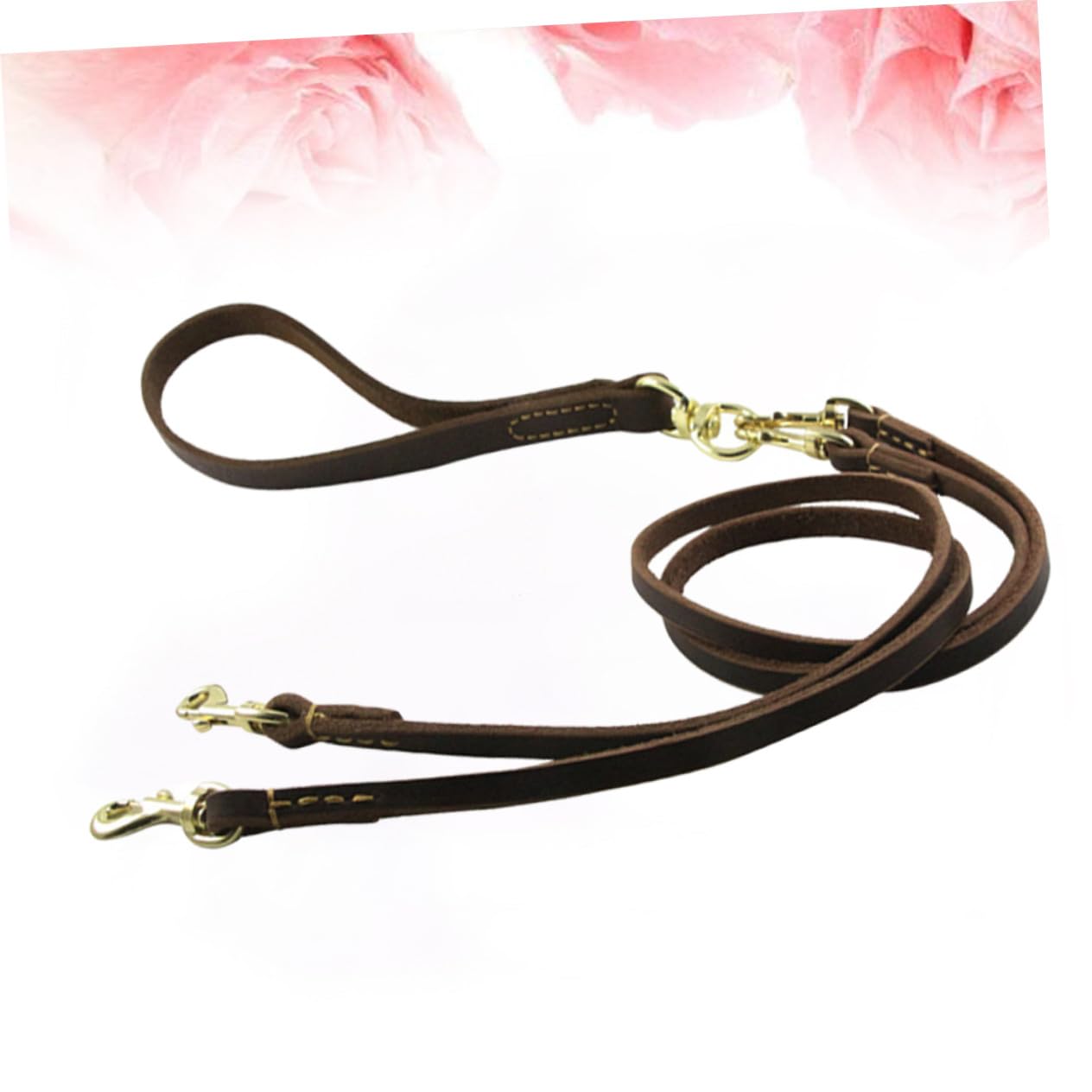 Laisse pour Chien Double Tête en Cuir de Vache 1 Pièce | 1, 6 X 120cm, Couleur Café, Réglable et Légère, pour Chien et Chiot en Déplacement